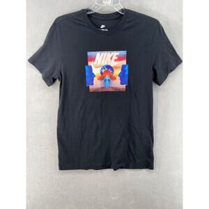 Nike T-Shirt Men L Black Air Logo The Nike Tee Stretch Short Sleeve Crew‎
